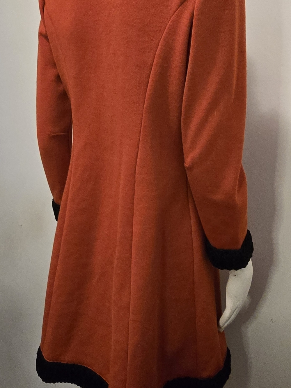 Vtg Alfred Werber 1960S MOD Red Wrap Coat Foxy Red & Black Faux Shearling S/M - Picture 6 of 16